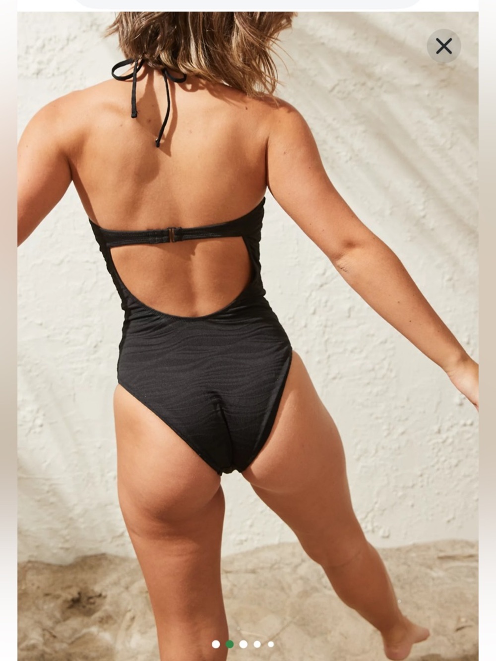 Aerie Jacquard Halter One Piece Swimsuit Large
